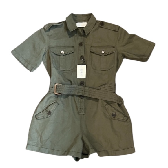 Converse OLIVE GREEN Belted Denim Women's Romper, Size Small NWT - Picture 3 of 9